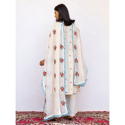 Gulabo Jaipur Amaira White Straight Kurta (Set of 3)