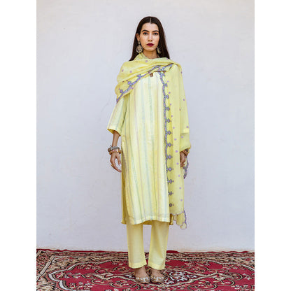 Gulabo Jaipur Barkha Yellow Straight Kurta (Set of 3)