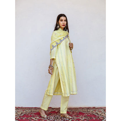 Gulabo Jaipur Barkha Yellow Straight Kurta (Set of 3)