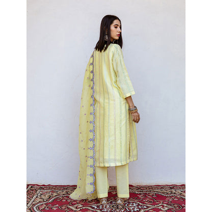 Gulabo Jaipur Barkha Yellow Straight Kurta (Set of 3)