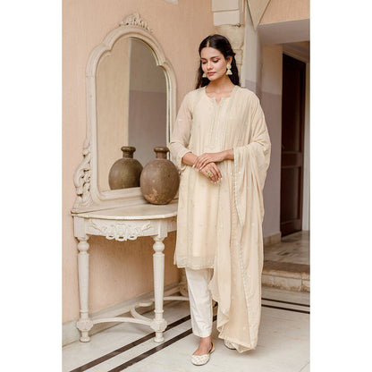Gulabo Jaipur Jhalak Beige Straight Kurta (Set of 3)