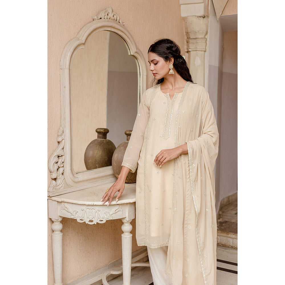 Gulabo Jaipur Jhalak Beige Straight Kurta (Set of 3)