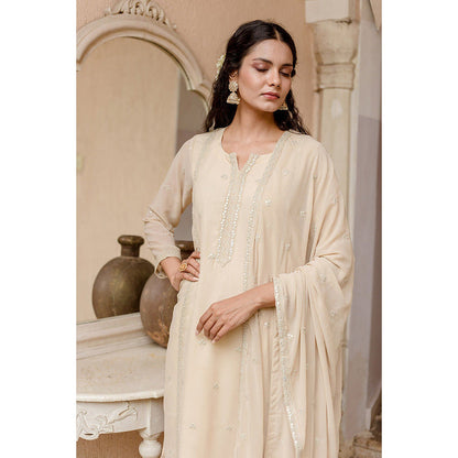 Gulabo Jaipur Jhalak Beige Straight Kurta (Set of 3)