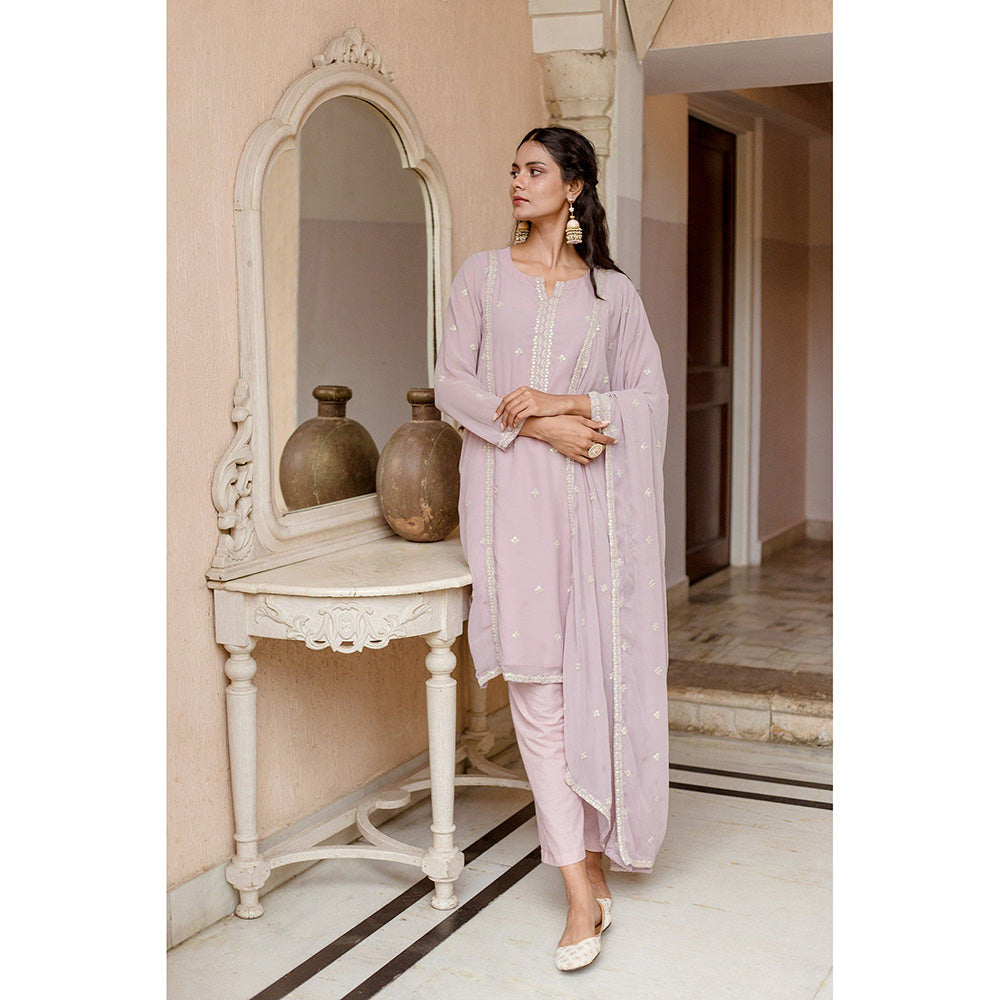 Gulabo Jaipur Jhalak Peach Straight Kurta (Set of 3)