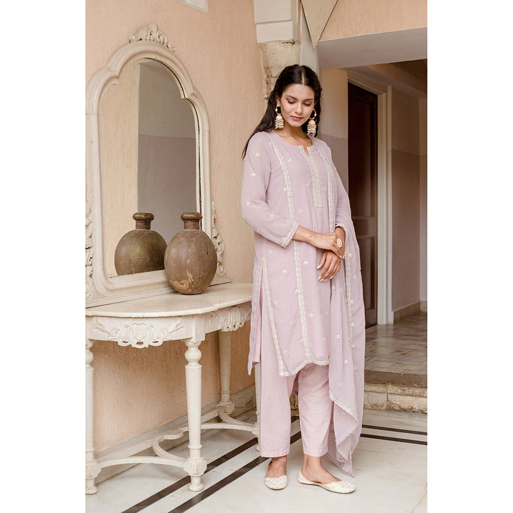 Gulabo Jaipur Jhalak Peach Straight Kurta (Set of 3)
