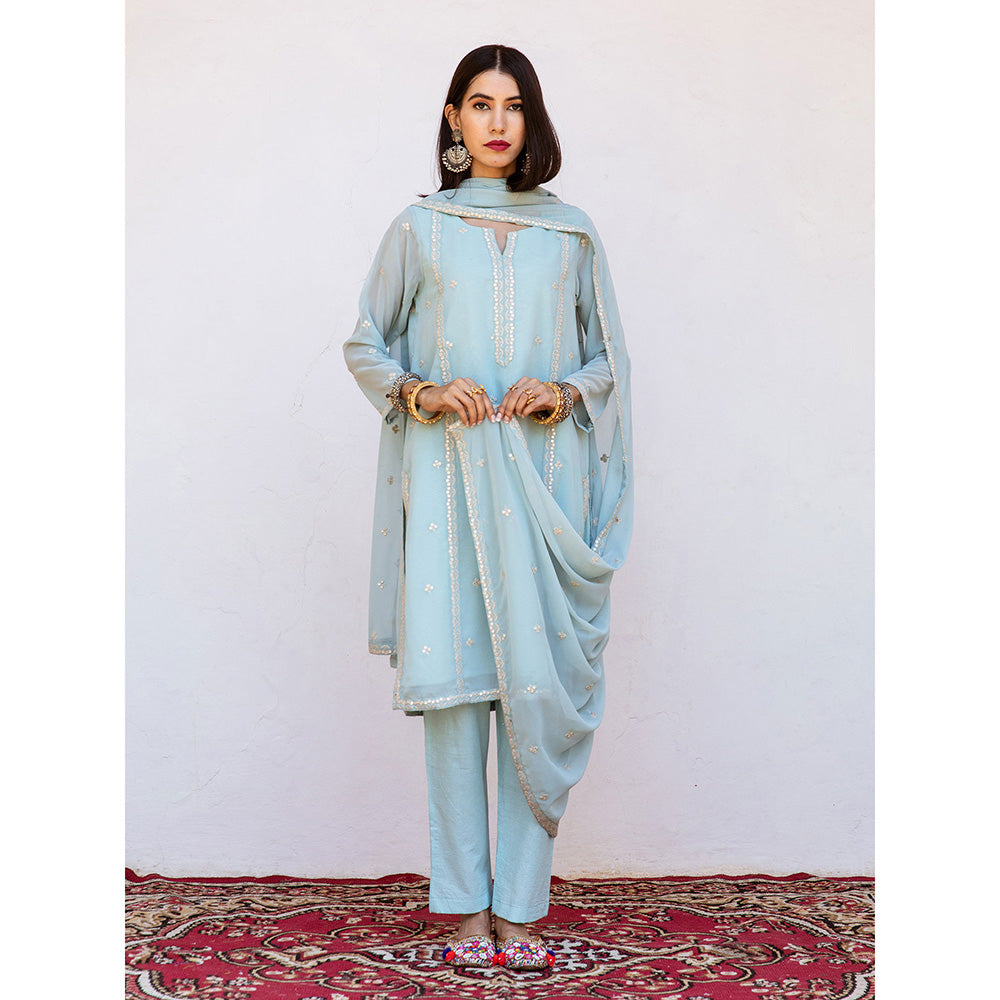 Gulabo Jaipur Jhalak Sky Straight Kurta (Set of 3)