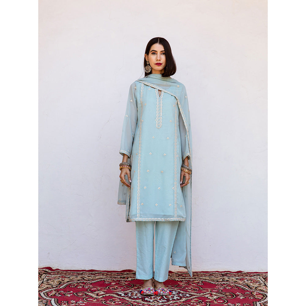 Gulabo Jaipur Jhalak Sky Straight Kurta (Set of 3)