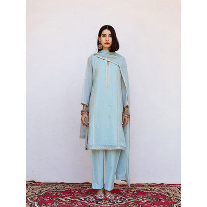 Gulabo Jaipur Jhalak Sky Straight Kurta (Set of 3)