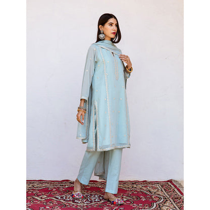 Gulabo Jaipur Jhalak Sky Straight Kurta (Set of 3)