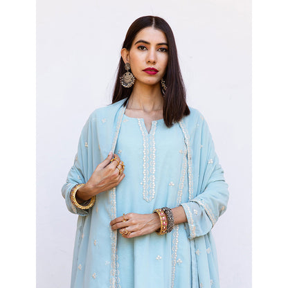 Gulabo Jaipur Jhalak Sky Straight Kurta (Set of 3)