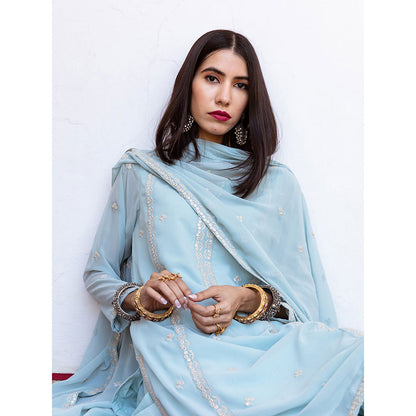 Gulabo Jaipur Jhalak Sky Straight Kurta (Set of 3)