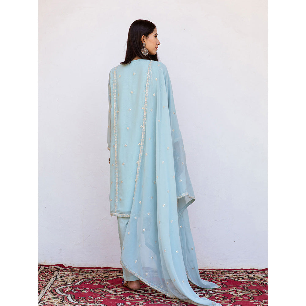 Gulabo Jaipur Jhalak Sky Straight Kurta (Set of 3)