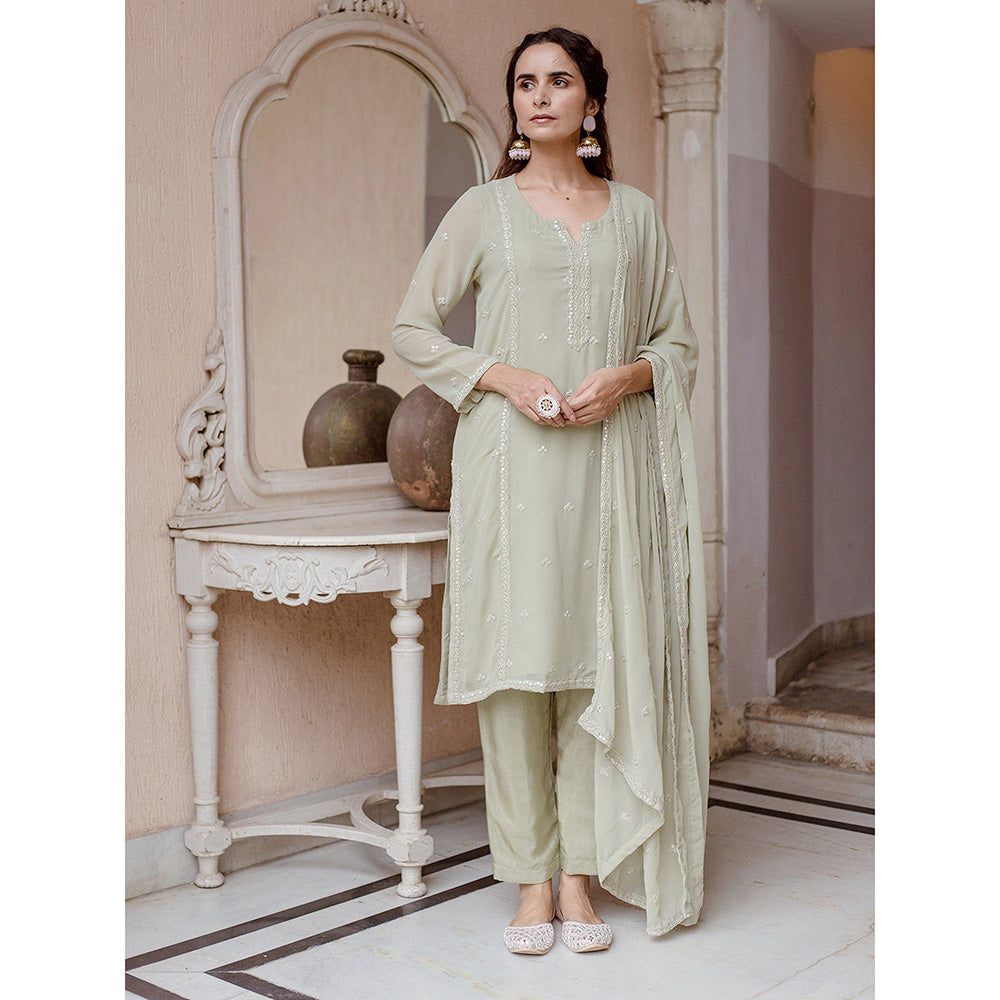 Gulabo Jaipur Jhalak Pista Straight Kurta (Set of 3)
