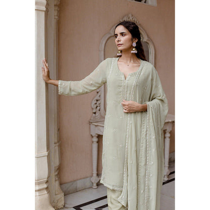 Gulabo Jaipur Jhalak Pista Straight Kurta (Set of 3)