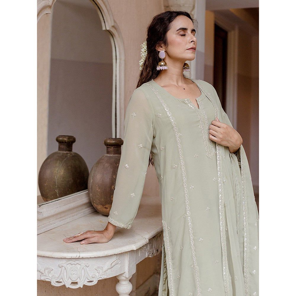 Gulabo Jaipur Jhalak Pista Straight Kurta (Set of 3)