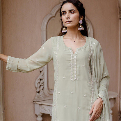 Gulabo Jaipur Jhalak Pista Straight Kurta (Set of 3)