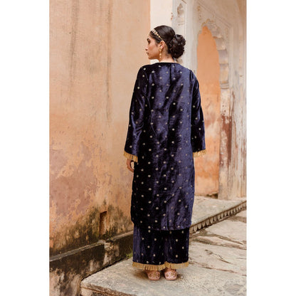 Gulabo Jaipur Chitra Navy Blue Kurta (Set of 3)