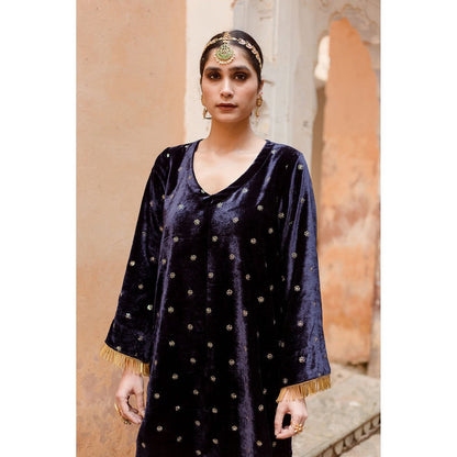 Gulabo Jaipur Chitra Navy Blue Kurta (Set of 3)