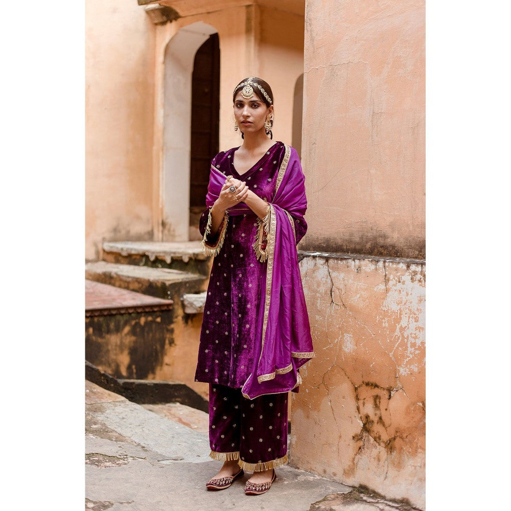 Gulabo Jaipur Chitra Purple Kurta (Set of 3)