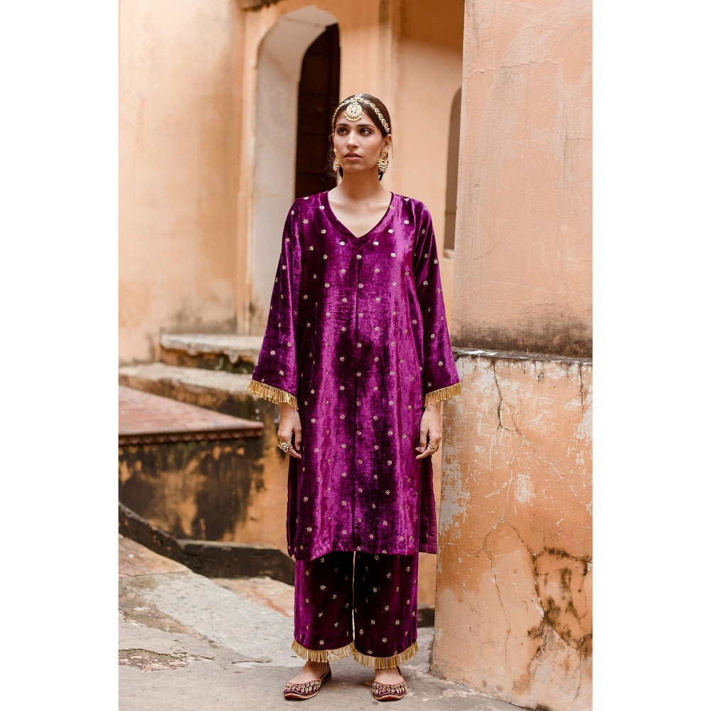 Gulabo Jaipur Chitra Purple Kurta (Set of 3)