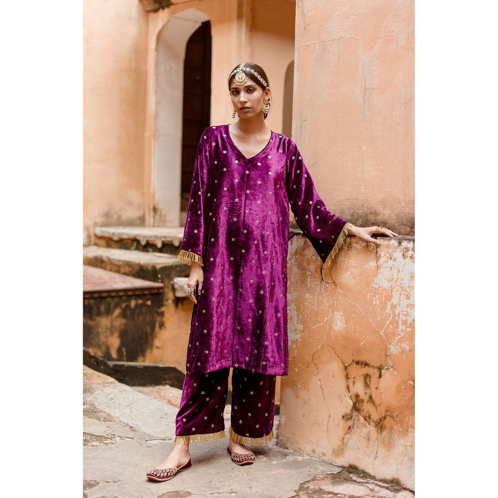 Gulabo Jaipur Chitra Purple Kurta (Set of 3)