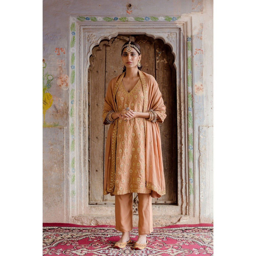 Gulabo Jaipur Sweta Brown Kurta (Set of 3)