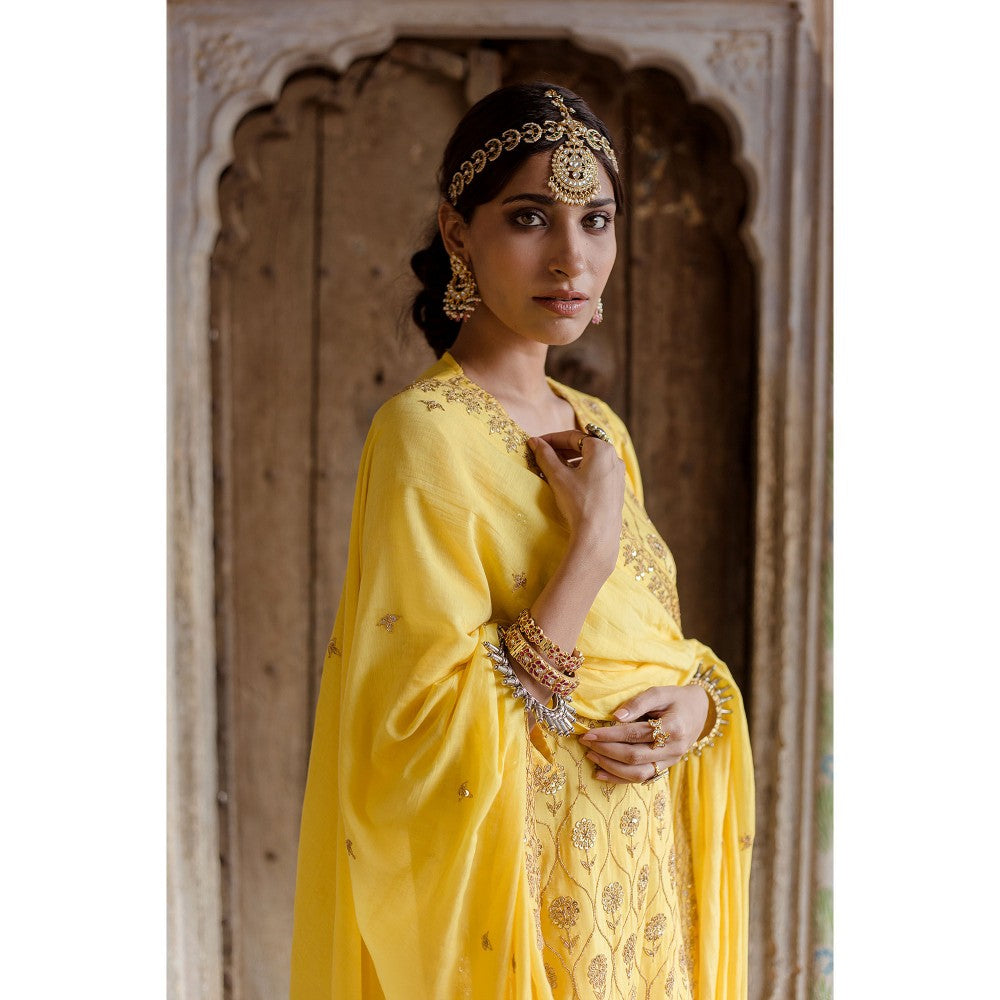 Gulabo Jaipur Sweta Yellow Kurta (Set of 3)