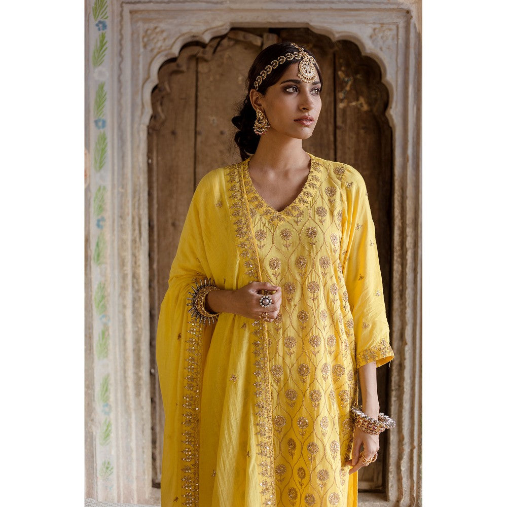 Gulabo Jaipur Sweta Yellow Kurta (Set of 3)