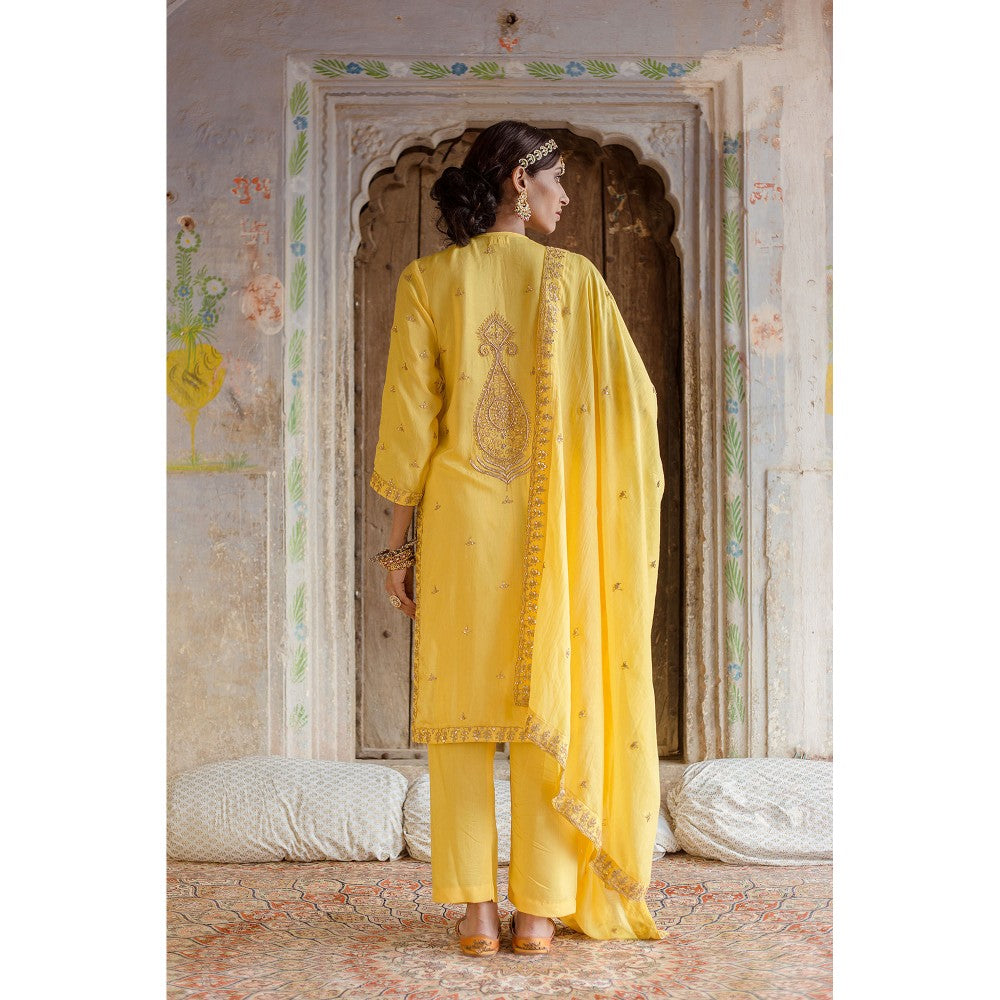 Gulabo Jaipur Sweta Yellow Kurta (Set of 3)