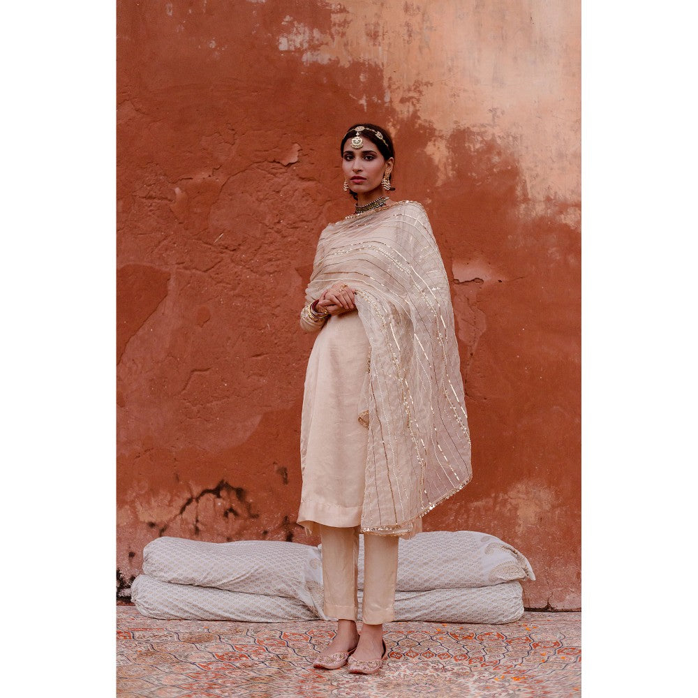 Gulabo Jaipur Laxmi Beige Kurta (Set of 3)