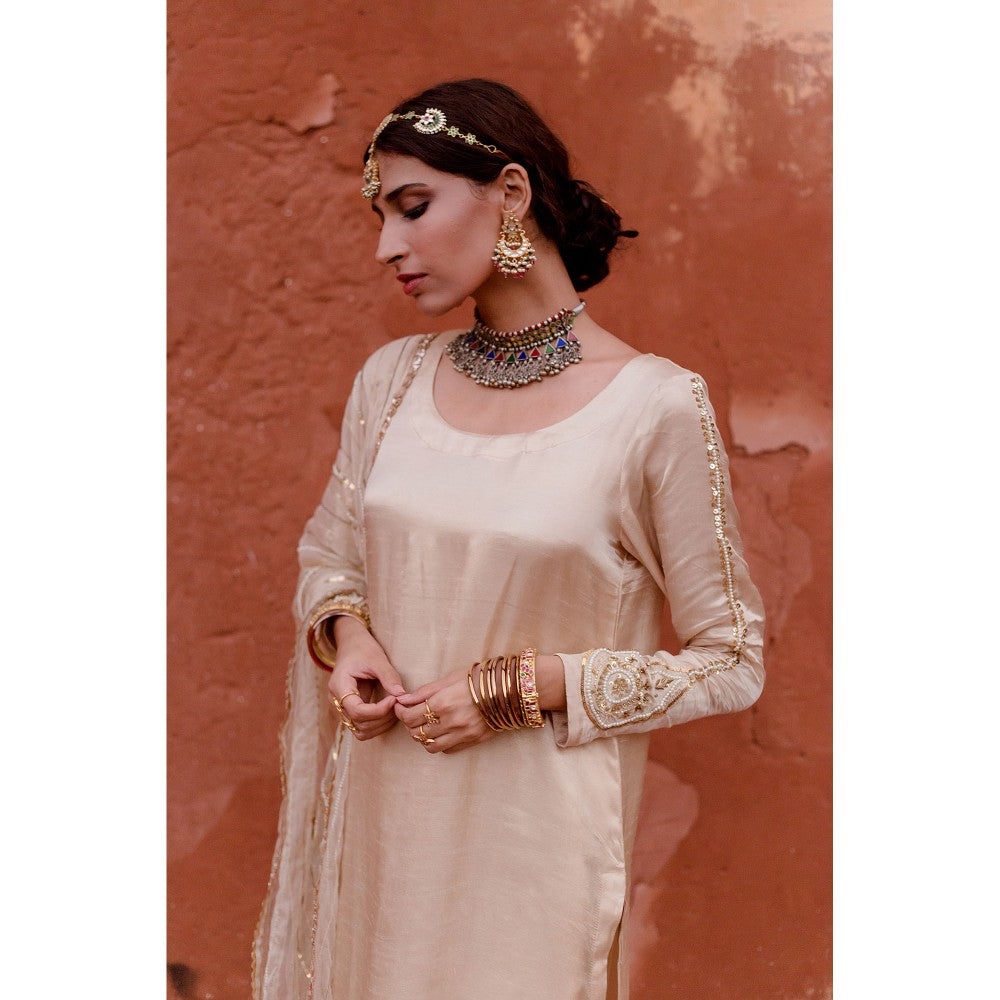 Gulabo Jaipur Laxmi Beige Kurta (Set of 3)