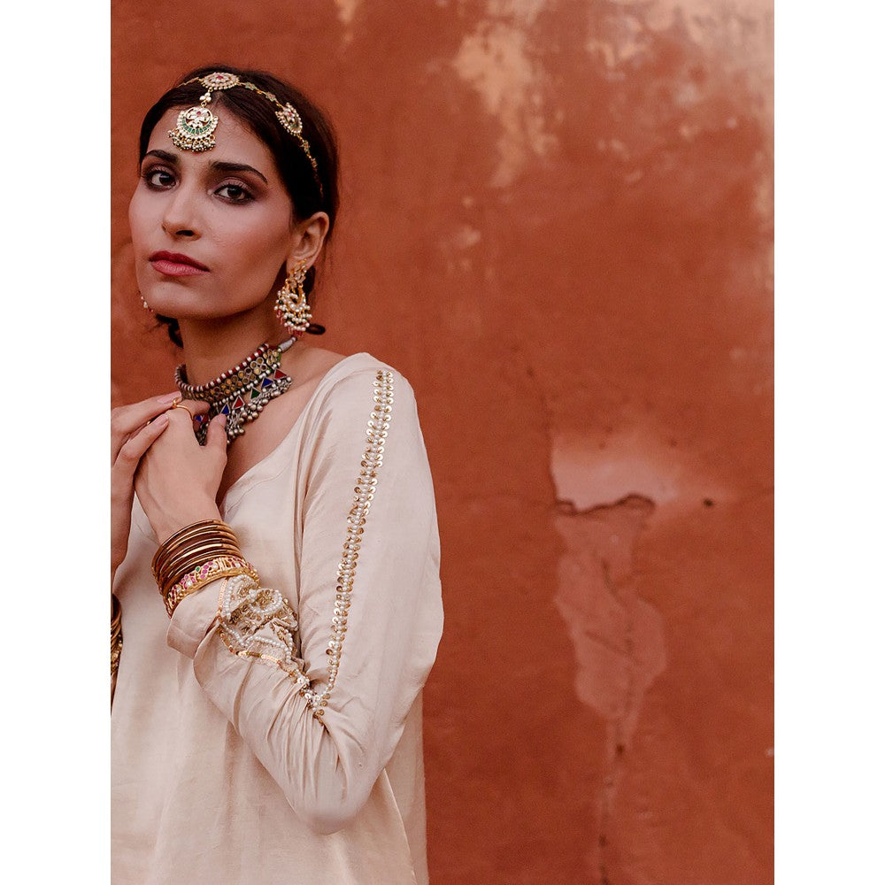 Gulabo Jaipur Laxmi Beige Kurta (Set of 3)