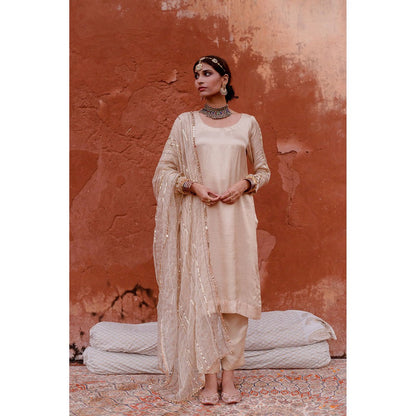 Gulabo Jaipur Laxmi Beige Kurta (Set of 3)