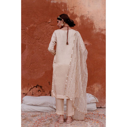Gulabo Jaipur Laxmi Beige Kurta (Set of 3)