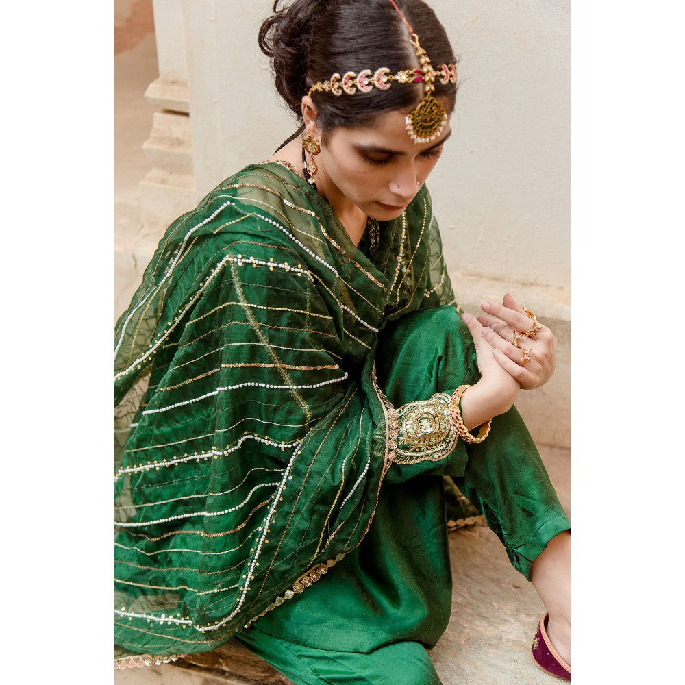 Gulabo Jaipur Laxmi Green Kurta (Set of 3)