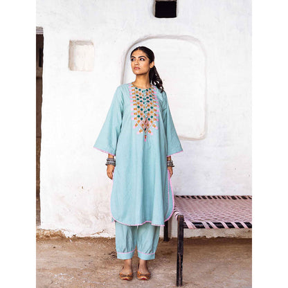 Gulabo Jaipur Arzu Sky Blue Kurta (Set of 2)