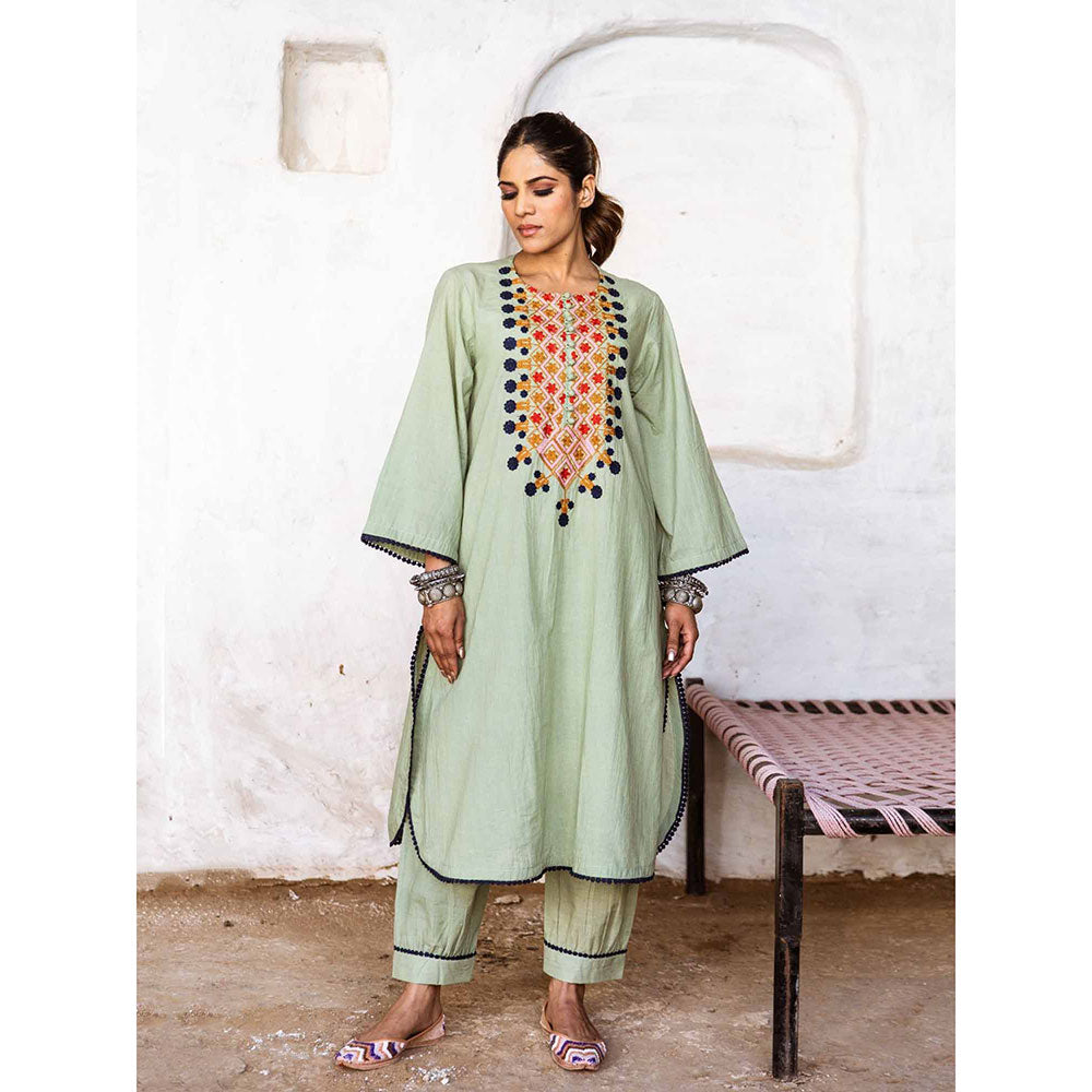 Gulabo Jaipur Arzu Green Kurta (Set of 2)