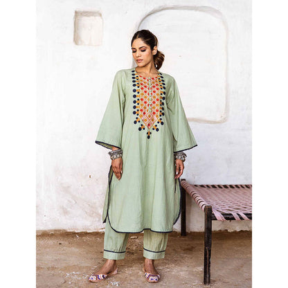 Gulabo Jaipur Arzu Green Kurta (Set of 2)
