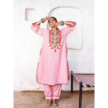 Gulabo Jaipur Arzu Peach Kurta (Set of 2)