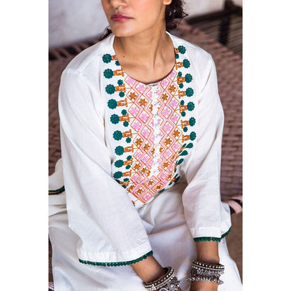Gulabo Jaipur Arzu White Kurta (Set of 2)