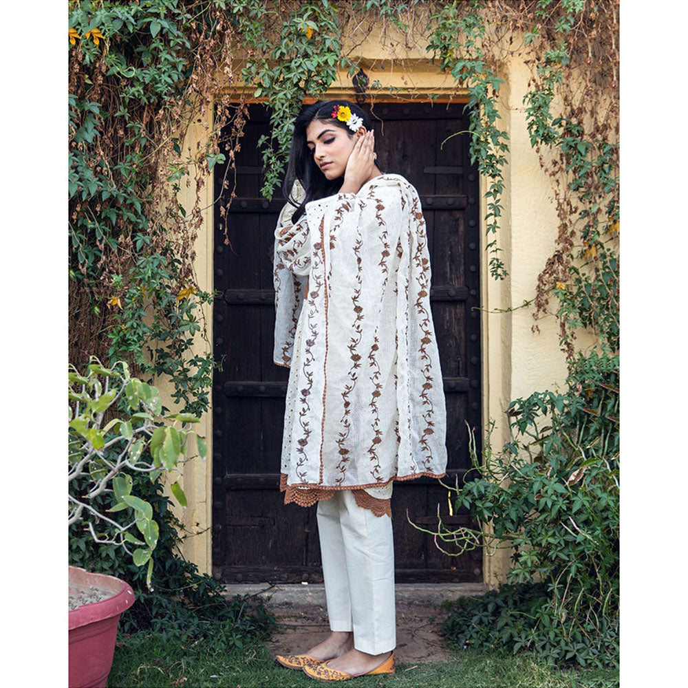 Gulabo Jaipur Meera White & Brown Kurta (Set of 4)