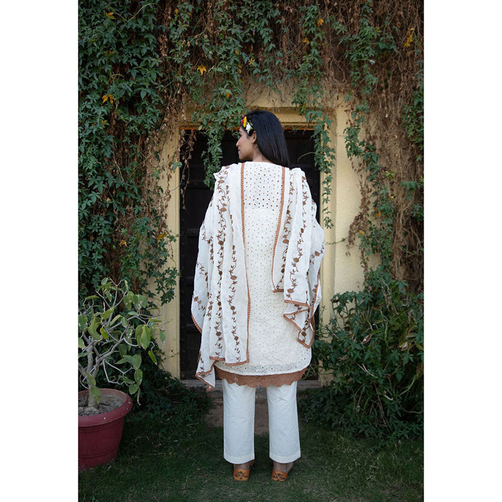 Gulabo Jaipur Meera White & Brown Kurta (Set of 4)