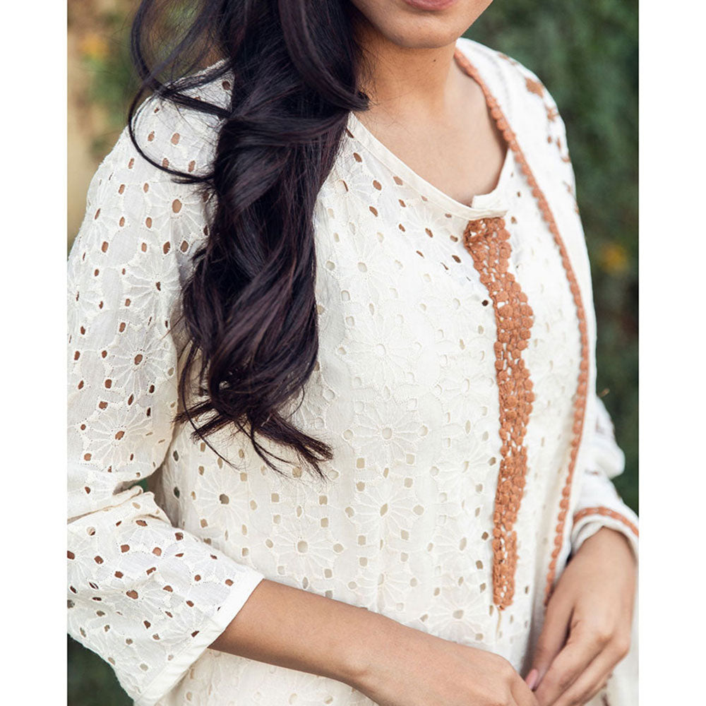 Gulabo Jaipur Meera White & Brown Kurta (Set of 4)