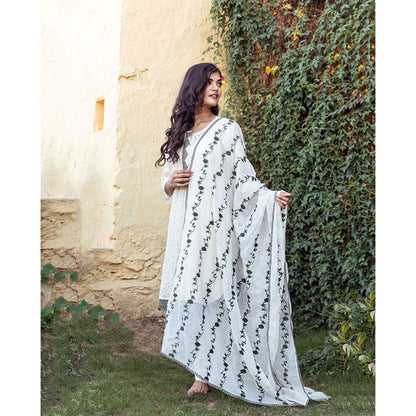 Gulabo Jaipur Meera White & Green Kurta (Set of 4)