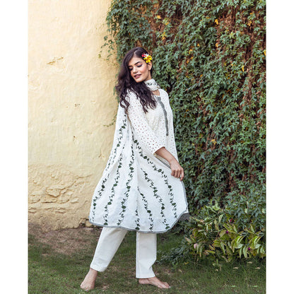 Gulabo Jaipur Meera White & Green Kurta (Set of 4)