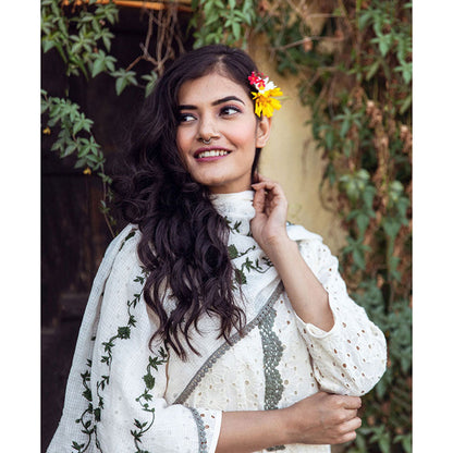 Gulabo Jaipur Meera White & Green Kurta (Set of 4)