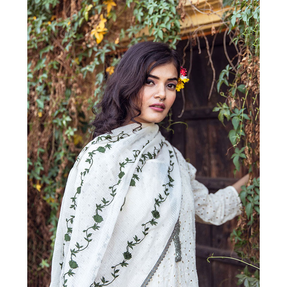 Gulabo Jaipur Meera White & Green Kurta (Set of 4)