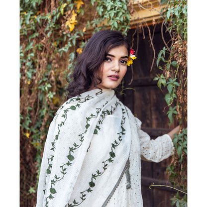Gulabo Jaipur Meera White & Green Kurta (Set of 4)