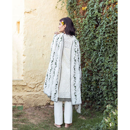 Gulabo Jaipur Meera White & Green Kurta (Set of 4)