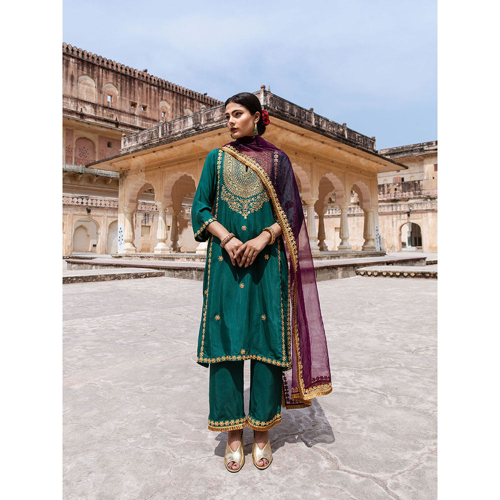 Gulabo Jaipur Roop Green Kurta (Set of 3)